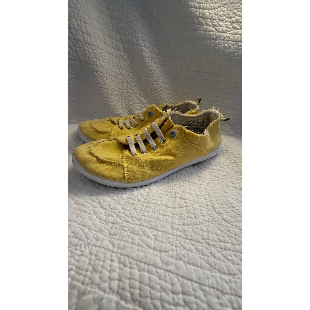 Vionic Beach Pismo Yellow Canvas Lace Up Sneakers Casual Comfort Women's Shoes - Picture 6 of 9